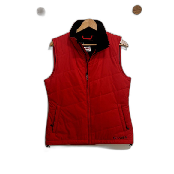 Spyder Ladies Vest Size 8 Full Zip-up Red Black Solid Casual Fall Winter Warm - Picture 16 of 16